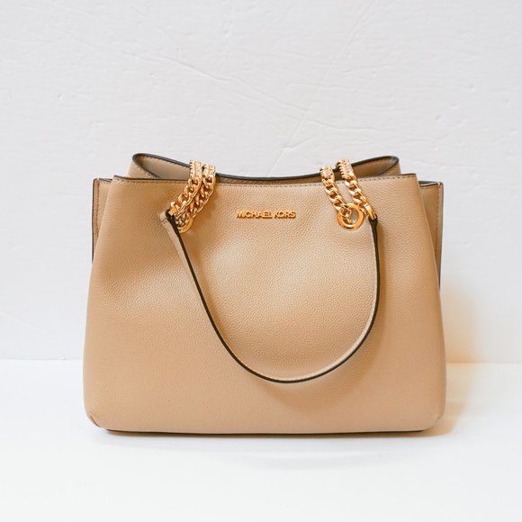 Michael Kors Teagen Large Satchel Shoulder Bag Bisque - Picture 1 of 8
